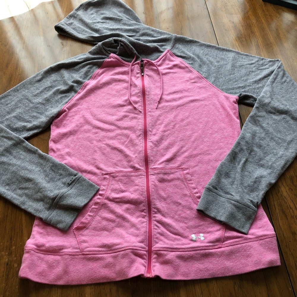 Under Armour Pink Full Zip Sweatshirt - Large